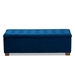 Baxton Studio Roanoke Modern and Contemporary Navy Blue Velvet Fabric Upholstered Grid-Tufted Storage Ottoman Bench - BSOBBT3101-Navy Velvet/Walnut-Otto