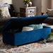 Baxton Studio Roanoke Modern and Contemporary Navy Blue Velvet Fabric Upholstered Grid-Tufted Storage Ottoman Bench - BSOBBT3101-Navy Velvet/Walnut-Otto