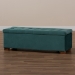 Baxton Studio Roanoke Modern and Contemporary Teal Blue Velvet Fabric Upholstered Grid-Tufted Storage Ottoman Bench - BSOBBT3101-Teal Velvet/Walnut-Otto