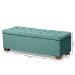 Baxton Studio Roanoke Modern and Contemporary Teal Blue Velvet Fabric Upholstered Grid-Tufted Storage Ottoman Bench - BSOBBT3101-Teal Velvet/Walnut-Otto