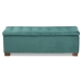 Baxton Studio Roanoke Modern and Contemporary Teal Blue Velvet Fabric Upholstered Grid-Tufted Storage Ottoman Bench - BSOBBT3101-Teal Velvet/Walnut-Otto