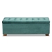 Baxton Studio Roanoke Modern and Contemporary Teal Blue Velvet Fabric Upholstered Grid-Tufted Storage Ottoman Bench - BSOBBT3101-Teal Velvet/Walnut-Otto
