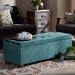 Baxton Studio Roanoke Modern and Contemporary Teal Blue Velvet Fabric Upholstered Grid-Tufted Storage Ottoman Bench - BSOBBT3101-Teal Velvet/Walnut-Otto