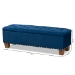 Baxton Studio Hannah Modern and Contemporary Navy Blue Velvet Fabric Upholstered Button-Tufted Storage Ottoman Bench - BSOBBT3136-Navy Velvet/Walnut-Otto