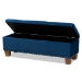 Baxton Studio Hannah Modern and Contemporary Navy Blue Velvet Fabric Upholstered Button-Tufted Storage Ottoman Bench - BSOBBT3136-Navy Velvet/Walnut-Otto