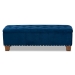 Baxton Studio Hannah Modern and Contemporary Navy Blue Velvet Fabric Upholstered Button-Tufted Storage Ottoman Bench - BSOBBT3136-Navy Velvet/Walnut-Otto