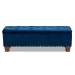 Baxton Studio Hannah Modern and Contemporary Navy Blue Velvet Fabric Upholstered Button-Tufted Storage Ottoman Bench - BSOBBT3136-Navy Velvet/Walnut-Otto
