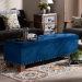 Baxton Studio Hannah Modern and Contemporary Navy Blue Velvet Fabric Upholstered Button-Tufted Storage Ottoman Bench - BSOBBT3136-Navy Velvet/Walnut-Otto