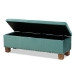 Baxton Studio Hannah Modern and Contemporary Teal Blue Velvet Fabric Upholstered Button-Tufted Storage Ottoman Bench - BSOBBT3136-Teal Velvet/Walnut-Otto