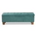 Baxton Studio Hannah Modern and Contemporary Teal Blue Velvet Fabric Upholstered Button-Tufted Storage Ottoman Bench - BSOBBT3136-Teal Velvet/Walnut-Otto