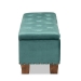 Baxton Studio Hannah Modern and Contemporary Teal Blue Velvet Fabric Upholstered Button-Tufted Storage Ottoman Bench - BSOBBT3136-Teal Velvet/Walnut-Otto