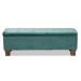 Baxton Studio Hannah Modern and Contemporary Teal Blue Velvet Fabric Upholstered Button-Tufted Storage Ottoman Bench - BSOBBT3136-Teal Velvet/Walnut-Otto