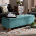 Baxton Studio Hannah Modern and Contemporary Teal Blue Velvet Fabric Upholstered Button-Tufted Storage Ottoman Bench - BSOBBT3136-Teal Velvet/Walnut-Otto