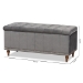 Baxton Studio Kaylee Modern and Contemporary Grey Velvet Fabric Upholstered Button-Tufted Storage Ottoman Bench - BSOBBT3137-Grey Velvet/Walnut-Otto