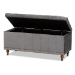 Baxton Studio Kaylee Modern and Contemporary Grey Velvet Fabric Upholstered Button-Tufted Storage Ottoman Bench - BSOBBT3137-Grey Velvet/Walnut-Otto