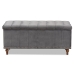 Baxton Studio Kaylee Modern and Contemporary Grey Velvet Fabric Upholstered Button-Tufted Storage Ottoman Bench - BSOBBT3137-Grey Velvet/Walnut-Otto