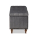 Baxton Studio Kaylee Modern and Contemporary Grey Velvet Fabric Upholstered Button-Tufted Storage Ottoman Bench - BSOBBT3137-Grey Velvet/Walnut-Otto