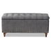 Baxton Studio Kaylee Modern and Contemporary Grey Velvet Fabric Upholstered Button-Tufted Storage Ottoman Bench - BSOBBT3137-Grey Velvet/Walnut-Otto