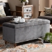 Baxton Studio Kaylee Modern and Contemporary Grey Velvet Fabric Upholstered Button-Tufted Storage Ottoman Bench - BSOBBT3137-Grey Velvet/Walnut-Otto