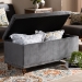 Baxton Studio Kaylee Modern and Contemporary Grey Velvet Fabric Upholstered Button-Tufted Storage Ottoman Bench - BSOBBT3137-Grey Velvet/Walnut-Otto