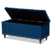 Baxton Studio Kaylee Modern and Contemporary Navy Blue Velvet Fabric Upholstered Button-Tufted Storage Ottoman Bench - BSOBBT3137-Navy Velvet/Walnut-Otto