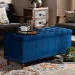 Baxton Studio Kaylee Modern and Contemporary Navy Blue Velvet Fabric Upholstered Button-Tufted Storage Ottoman Bench - BSOBBT3137-Navy Velvet/Walnut-Otto