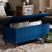 Baxton Studio Kaylee Modern and Contemporary Navy Blue Velvet Fabric Upholstered Button-Tufted Storage Ottoman Bench - BSOBBT3137-Navy Velvet/Walnut-Otto