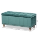 Baxton Studio Kaylee Modern and Contemporary Teal Blue Velvet Fabric Upholstered Button-Tufted Storage Ottoman Bench - BSOBBT3137-Teal Velvet/Walnut-Otto
