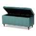 Baxton Studio Kaylee Modern and Contemporary Teal Blue Velvet Fabric Upholstered Button-Tufted Storage Ottoman Bench - BSOBBT3137-Teal Velvet/Walnut-Otto