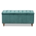 Baxton Studio Kaylee Modern and Contemporary Teal Blue Velvet Fabric Upholstered Button-Tufted Storage Ottoman Bench - BSOBBT3137-Teal Velvet/Walnut-Otto