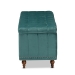 Baxton Studio Kaylee Modern and Contemporary Teal Blue Velvet Fabric Upholstered Button-Tufted Storage Ottoman Bench - BSOBBT3137-Teal Velvet/Walnut-Otto
