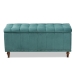 Baxton Studio Kaylee Modern and Contemporary Teal Blue Velvet Fabric Upholstered Button-Tufted Storage Ottoman Bench - BSOBBT3137-Teal Velvet/Walnut-Otto