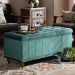 Baxton Studio Kaylee Modern and Contemporary Teal Blue Velvet Fabric Upholstered Button-Tufted Storage Ottoman Bench - BSOBBT3137-Teal Velvet/Walnut-Otto