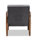 Baxton Studio Sorrento Mid-century Modern Grey Velvet Fabric Upholstered Walnut Finished Wooden Lounge Chair - BSOBBT8013-Grey Velvet/Walnut-CC