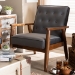 Baxton Studio Sorrento Mid-century Modern Grey Velvet Fabric Upholstered Walnut Finished Wooden Lounge Chair - BSOBBT8013-Grey Velvet/Walnut-CC