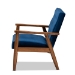 Baxton Studio Sorrento Mid-century Modern Navy Blue Velvet Fabric Upholstered Walnut Finished Wooden Lounge Chair - BSOBBT8013-Navy Velvet/Walnut-CC
