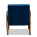 Baxton Studio Sorrento Mid-century Modern Navy Blue Velvet Fabric Upholstered Walnut Finished Wooden Lounge Chair - BSOBBT8013-Navy Velvet/Walnut-CC