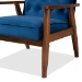 Baxton Studio Sorrento Mid-century Modern Navy Blue Velvet Fabric Upholstered Walnut Finished Wooden Lounge Chair - BSOBBT8013-Navy Velvet/Walnut-CC