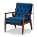 Baxton Studio Sorrento Mid-century Modern Navy Blue Velvet Fabric Upholstered Walnut Finished Wooden Lounge Chair - BSOBBT8013-Navy Velvet/Walnut-CC