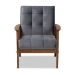 Baxton Studio Asta Mid-Century Modern Grey Velvet Fabric Upholstered Walnut Finished Wood Armchair - BSOTOGO-Grey Velvet/Walnut-CC