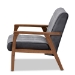 Baxton Studio Asta Mid-Century Modern Grey Velvet Fabric Upholstered Walnut Finished Wood Armchair - BSOTOGO-Grey Velvet/Walnut-CC