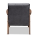Baxton Studio Asta Mid-Century Modern Grey Velvet Fabric Upholstered Walnut Finished Wood Armchair - BSOTOGO-Grey Velvet/Walnut-CC