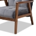 Baxton Studio Asta Mid-Century Modern Grey Velvet Fabric Upholstered Walnut Finished Wood Armchair - BSOTOGO-Grey Velvet/Walnut-CC