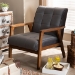 Baxton Studio Asta Mid-Century Modern Grey Velvet Fabric Upholstered Walnut Finished Wood Armchair - BSOTOGO-Grey Velvet/Walnut-CC