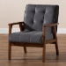 Baxton Studio Asta Mid-Century Modern Grey Velvet Fabric Upholstered Walnut Finished Wood Armchair - BSOTOGO-Grey Velvet/Walnut-CC