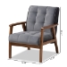 Baxton Studio Asta Mid-Century Modern Grey Velvet Fabric Upholstered Walnut Finished Wood Armchair - BSOTOGO-Grey Velvet/Walnut-CC