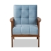 Baxton Studio Asta Mid-Century Modern Light Blue Velvet Fabric Upholstered Walnut Finished Wood Armchair - BSOTOGO-Light Blue Velvet/Walnut-CC