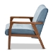 Baxton Studio Asta Mid-Century Modern Light Blue Velvet Fabric Upholstered Walnut Finished Wood Armchair - BSOTOGO-Light Blue Velvet/Walnut-CC