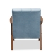 Baxton Studio Asta Mid-Century Modern Light Blue Velvet Fabric Upholstered Walnut Finished Wood Armchair - BSOTOGO-Light Blue Velvet/Walnut-CC