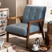 Baxton Studio Asta Mid-Century Modern Light Blue Velvet Fabric Upholstered Walnut Finished Wood Armchair - BSOTOGO-Light Blue Velvet/Walnut-CC
